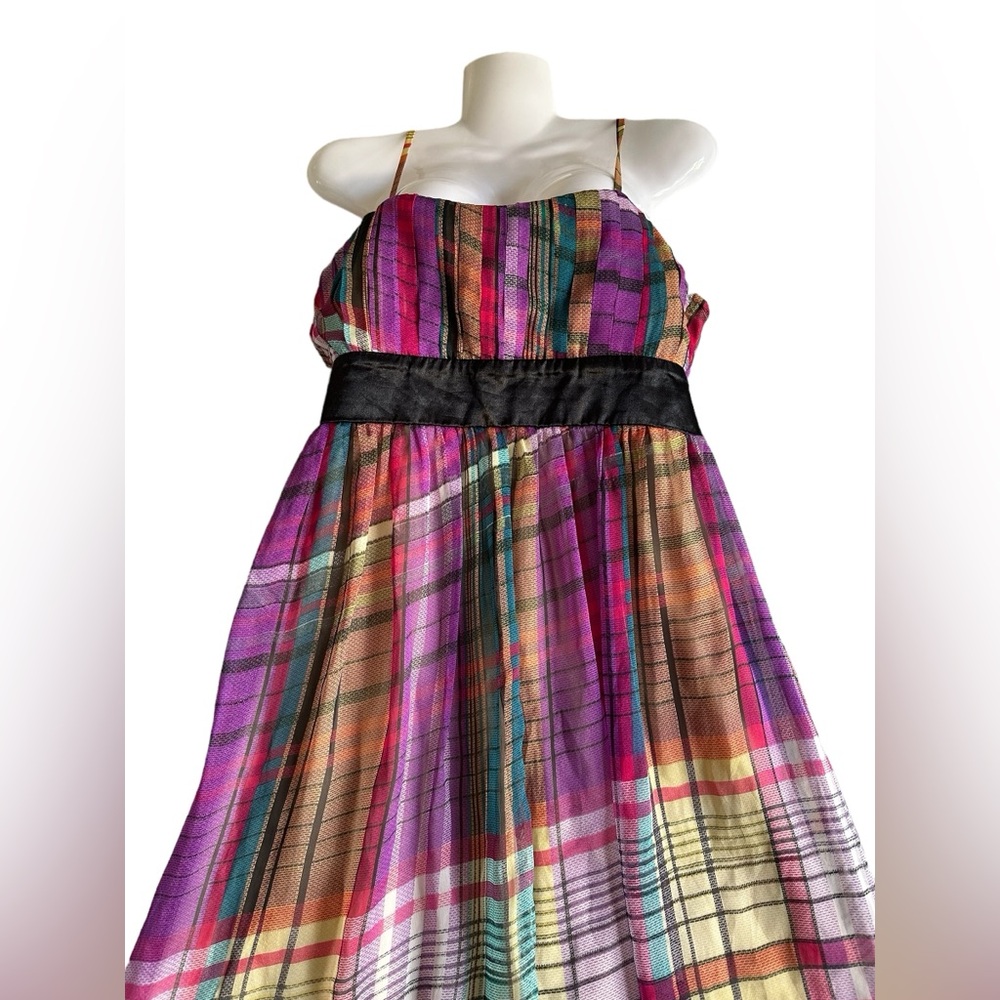 TWENTY ONE PURPLE PLAID DRESS ADJUSTABLE SPAGHETTI STRAPS SZ M